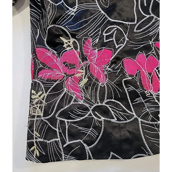 Chico's Silk Blend Jacket Pink Floral Embroidered Cropped Chico’s Size 1 US Med - Picture 5 of 14